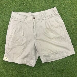 Mens Pleated Chino Shorts Khaki Tan Cotton Twill Casual Walking Shorts Size 34